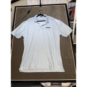 Beatbox White Light Blue Print Short Sleeve Performance Polo Shirt Mens 2XL
